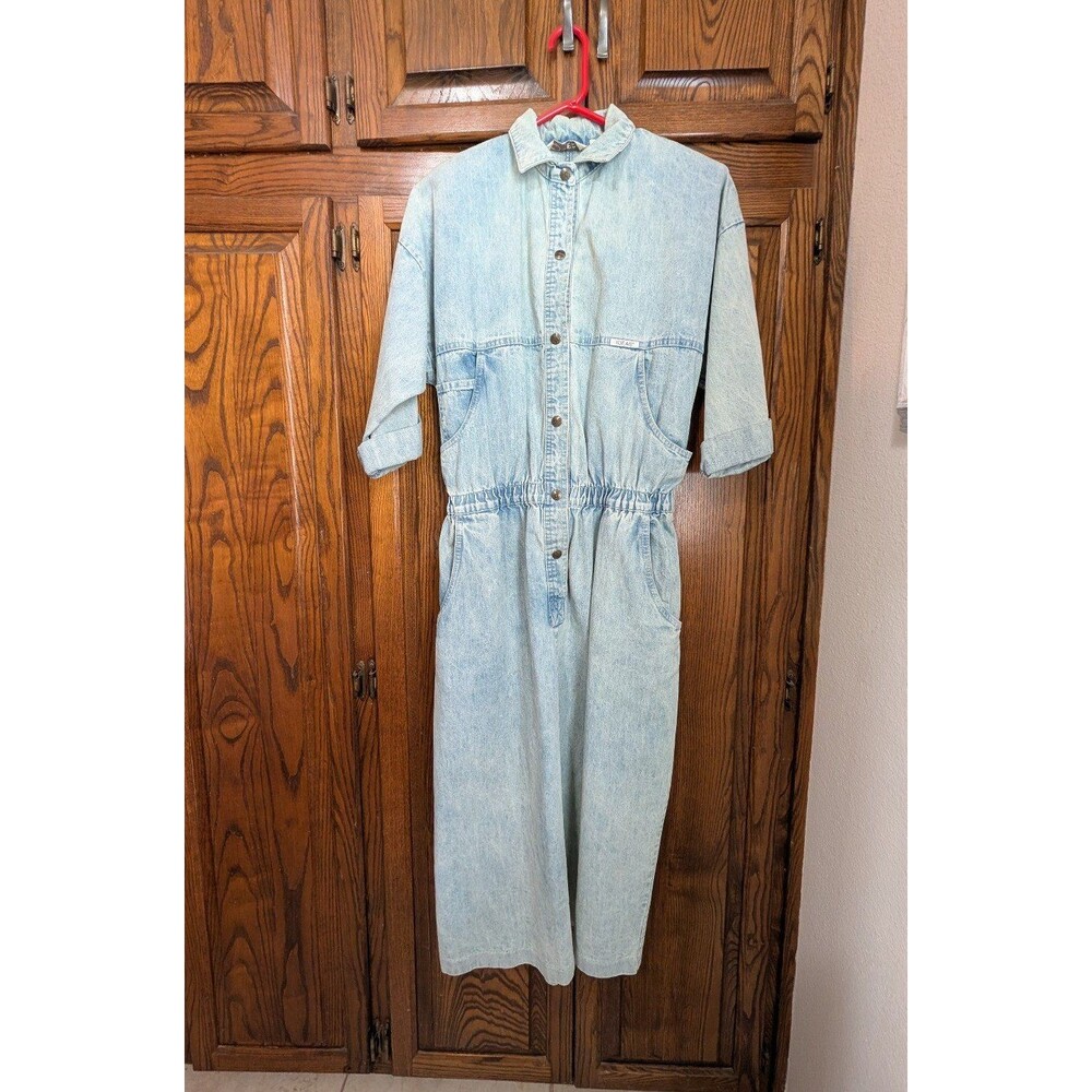 IDEAS 80's vintage denim dress with shoulder pads